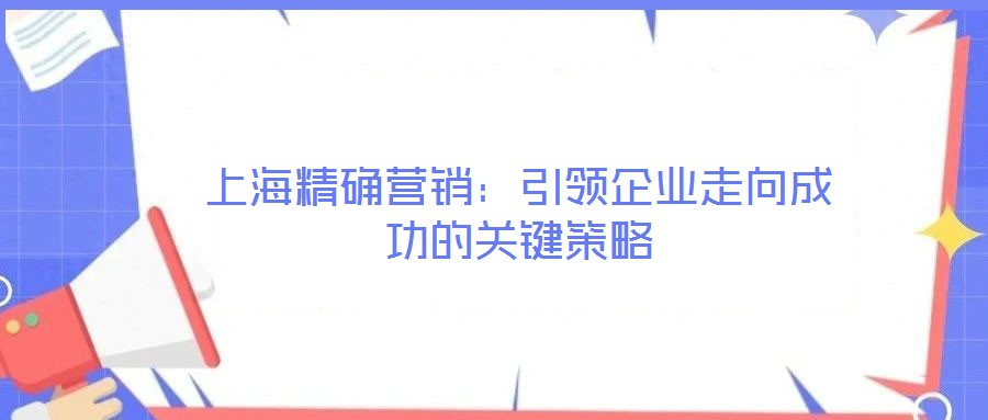 上海精確營銷：引領(lǐng)企業(yè)走向成功的關(guān)鍵策略