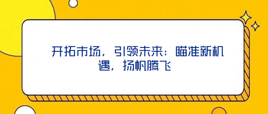 開拓市場，引領(lǐng)未來：瞄準(zhǔn)新機(jī)遇，揚(yáng)帆騰飛